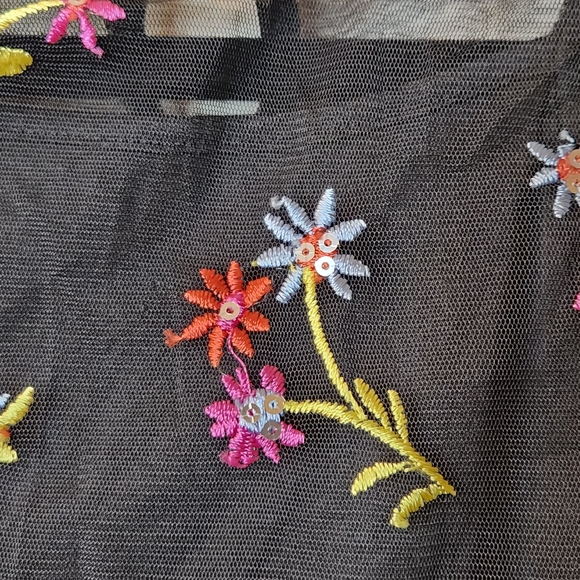 Art Class Black Sheer Layered Embroidered Floral Dress | Girls Size M 7/8 - Picture 6 of 10